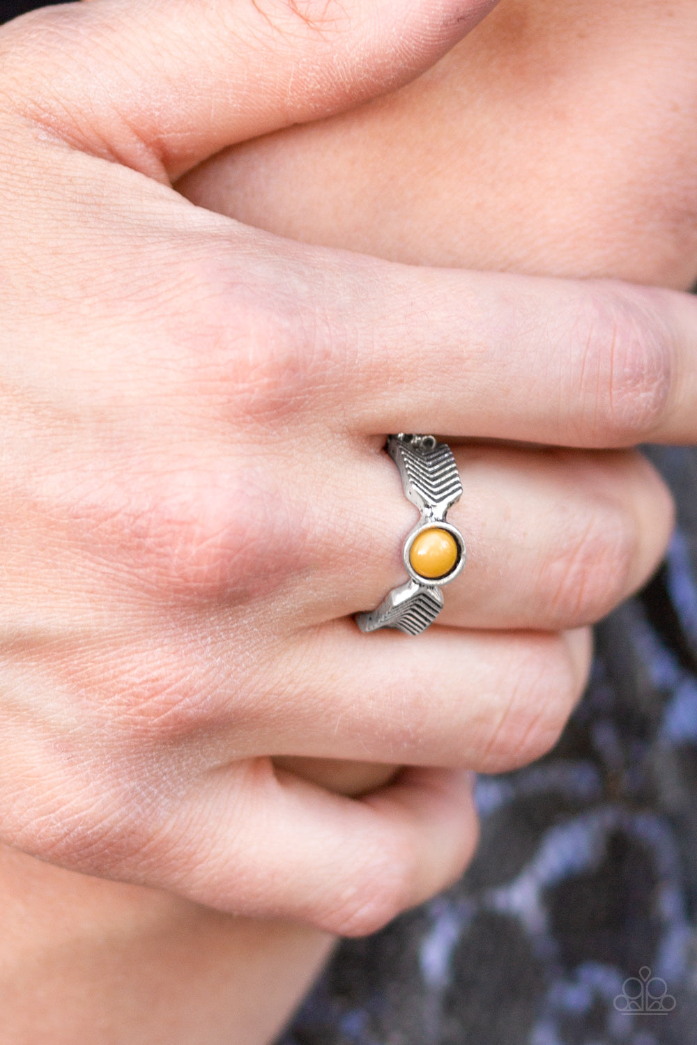 Awesomely ARROW-Dynamic - Yellow Paparazzi Ring