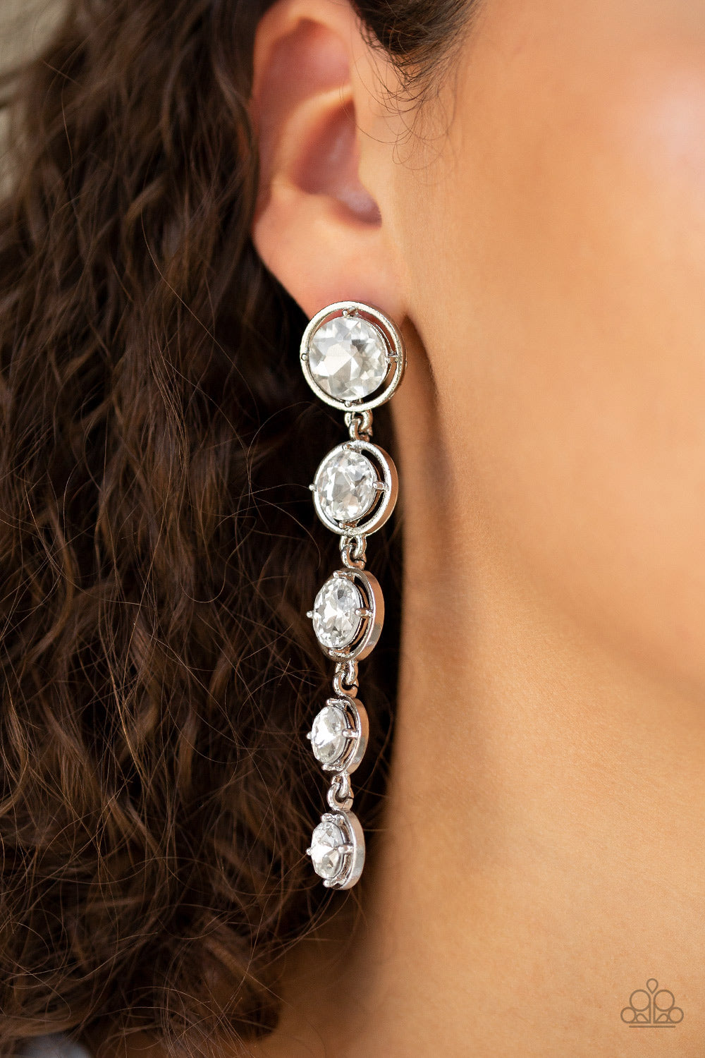 Drippin' In Starlight - White Paparazzi Earring