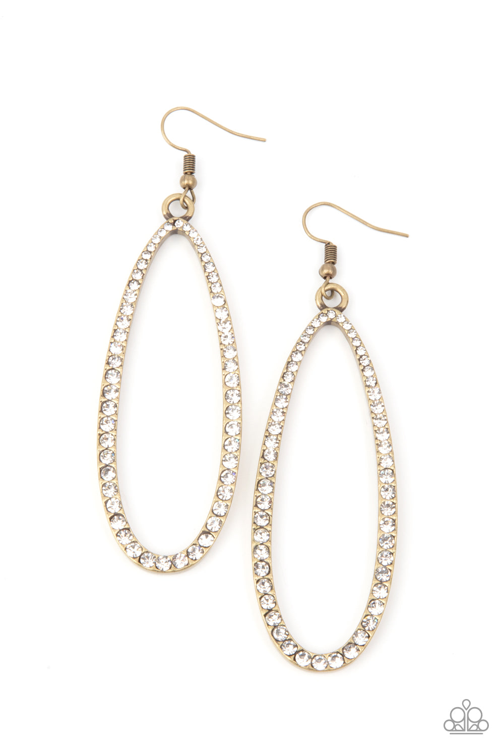 Dazzling Decorum - Brass Paparazzi Earring