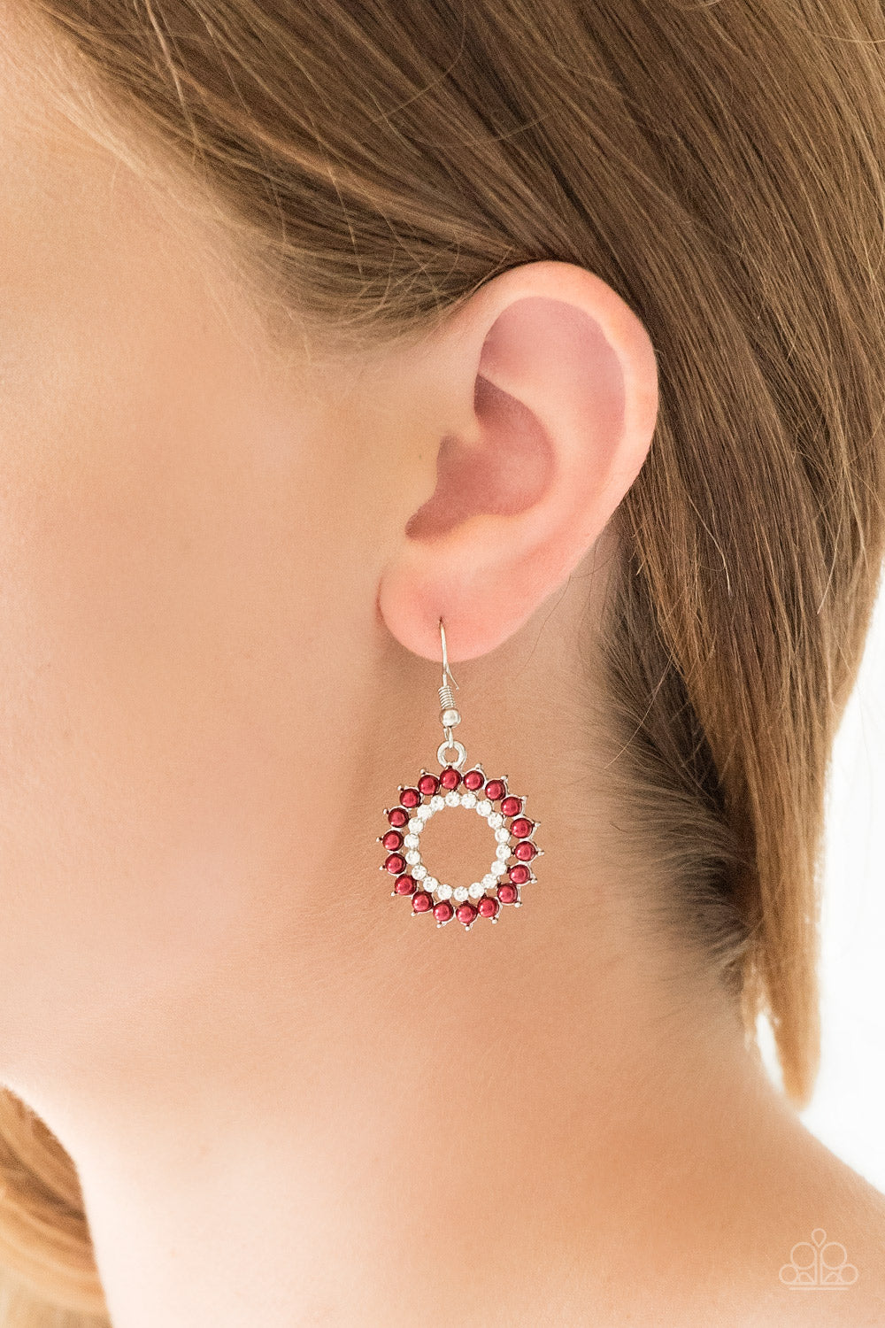 Wreathed In Radiance - Red Paparazzi Earring