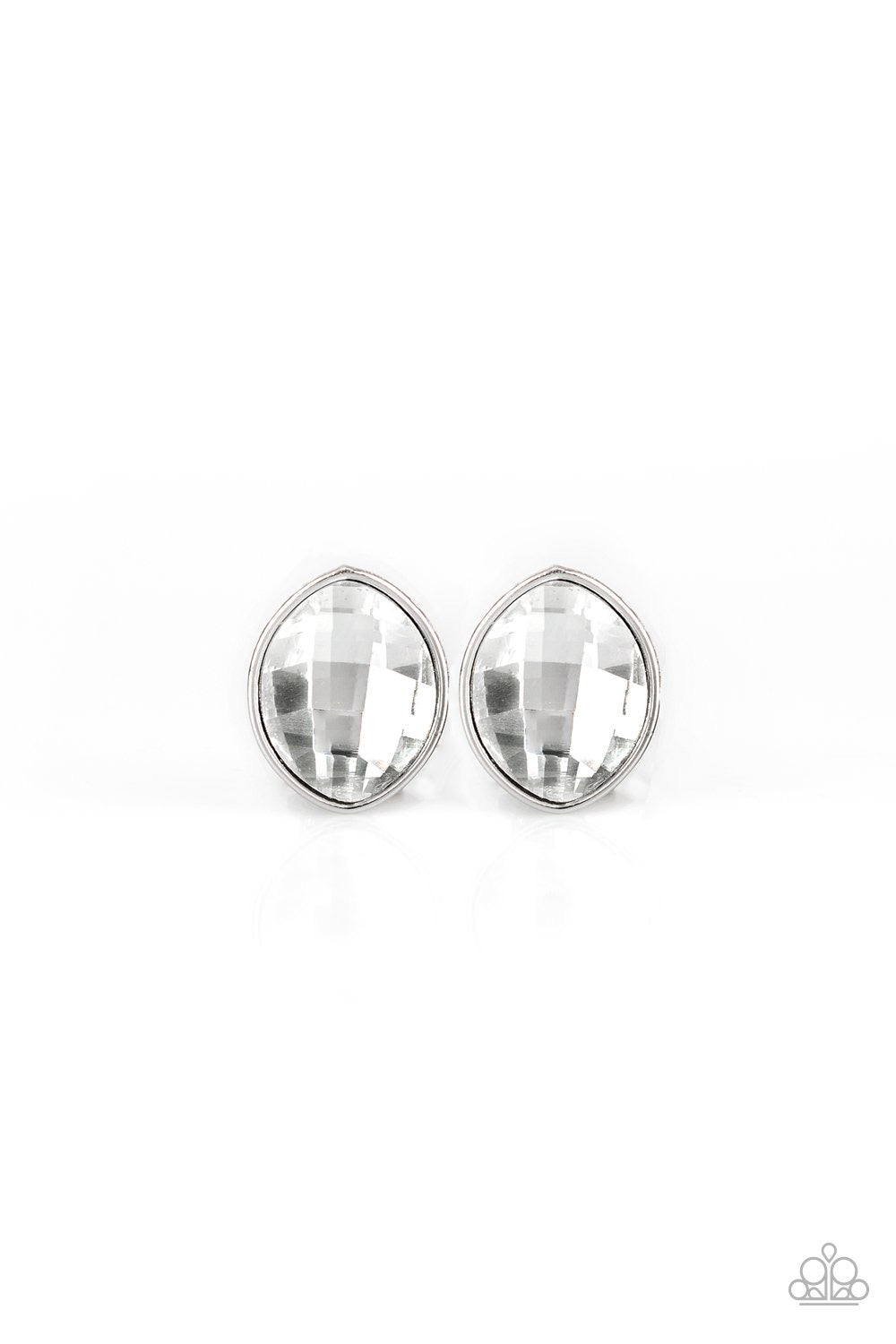 Movie Star Sparkle - White Paparazzi Earring