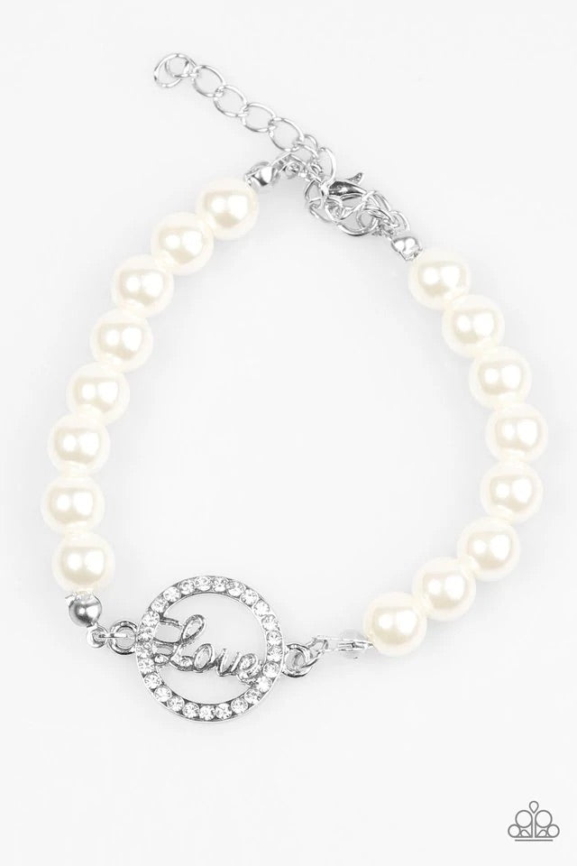 Can’t Stop Loving You - White Paparazzi Bracelet