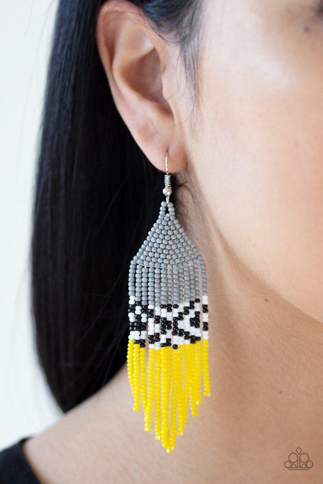 Beautifully BEADazzling - Silver Paparazzi Earring