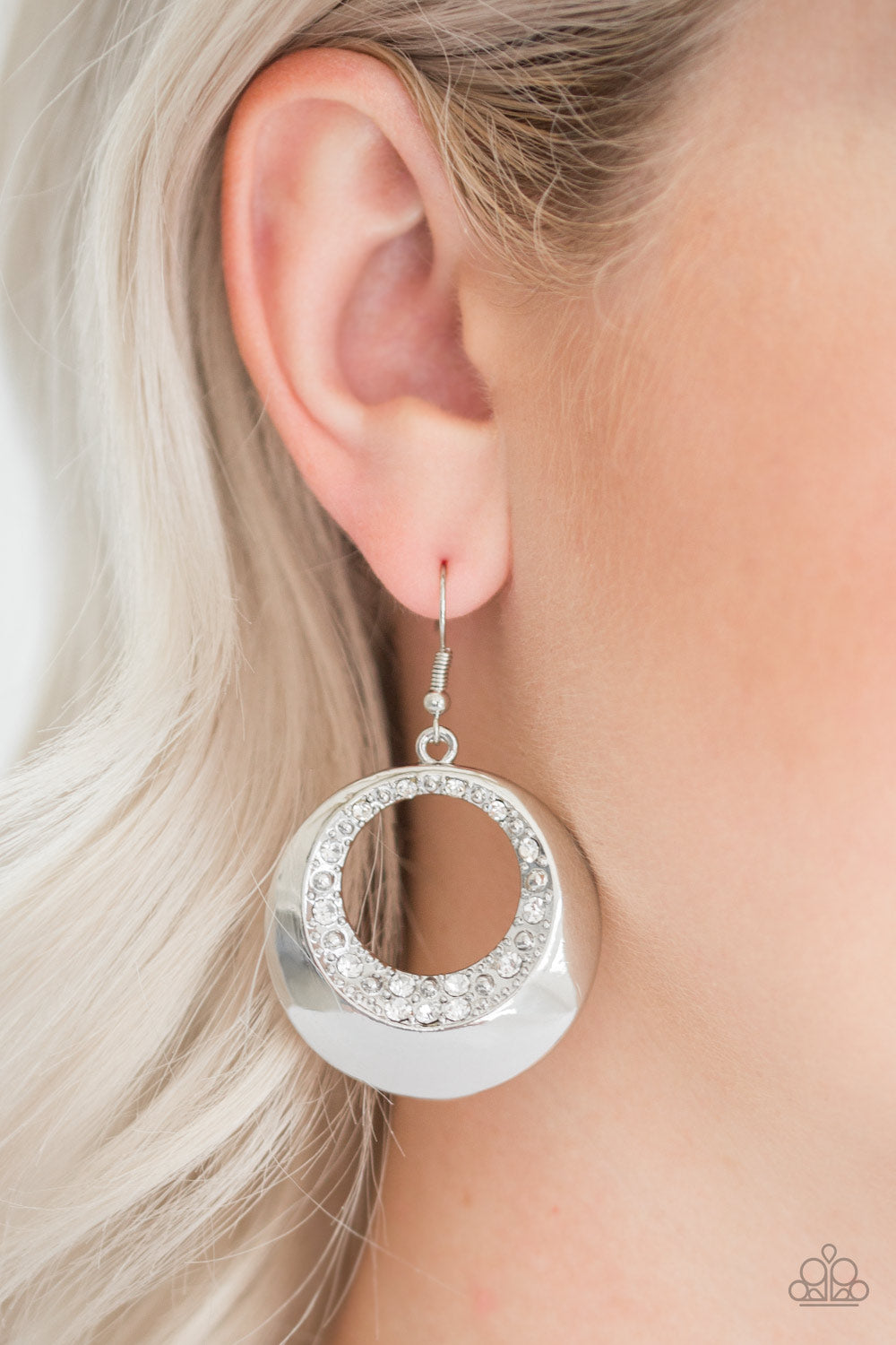 Ringed In Refinement - White Paparazzi Earring