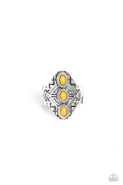 Mayan Motif - Yellow Paparazzi Ring