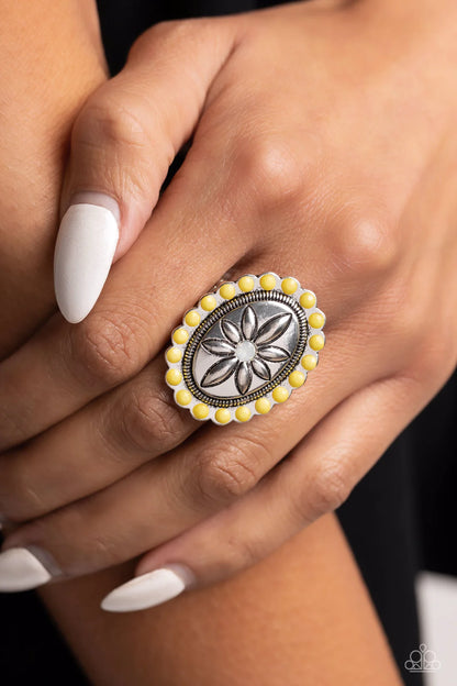 Garden Paradise - Yellow Paparazzi Ring