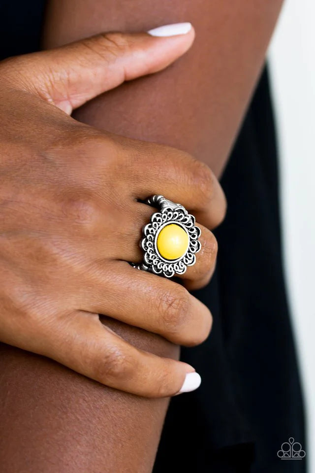 Garden Stroll - Yellow Paparazzi Ring