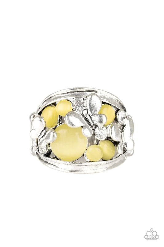 FLUTTER Me Up - Yellow Paparazzi Ring