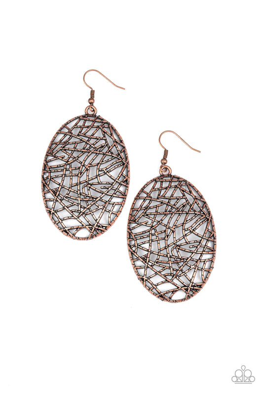 Way Out of Line - Copper Paparazzi Earring