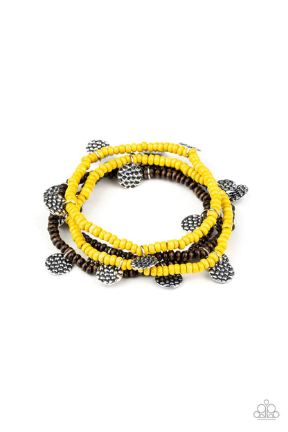 WOODn't Count It - Yellow Paparazzi Bracelet