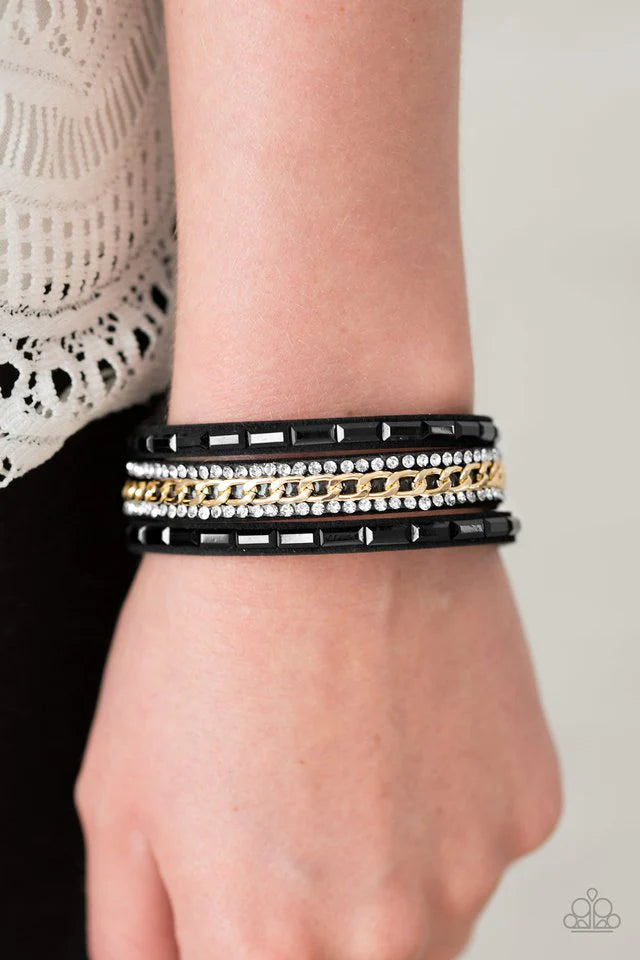 Girl Hustle - Gold/Black Paparazzi Bracelet