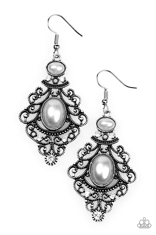 Crown Control - Silver Paparazzi Earring