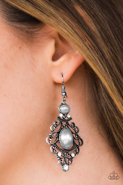 Crown Control - Silver Paparazzi Earring