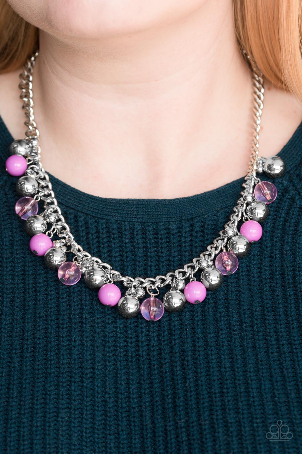Keep A GLOW Profile - Purple Necklace