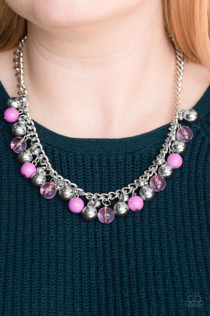 Keep A GLOW Profile - Purple Necklace