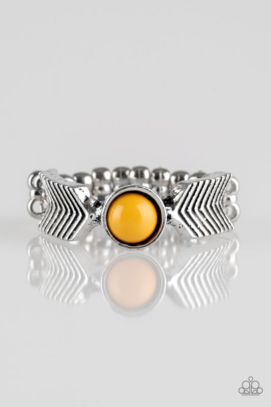Awesomely ARROW-Dynamic - Yellow Paparazzi Ring