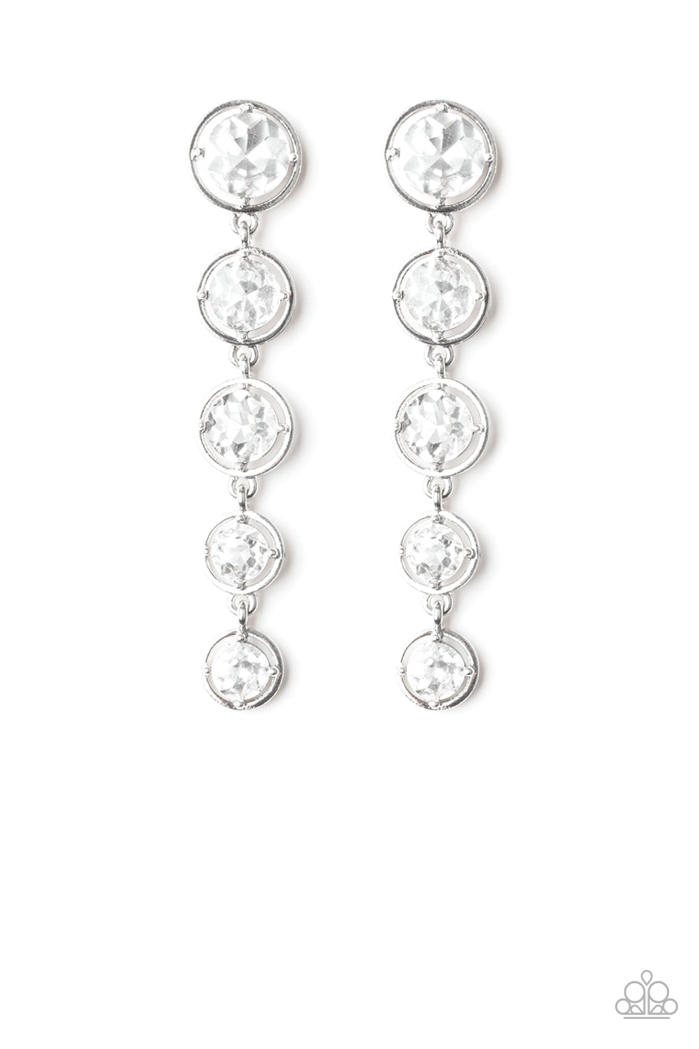 Drippin' In Starlight - White Paparazzi Earring