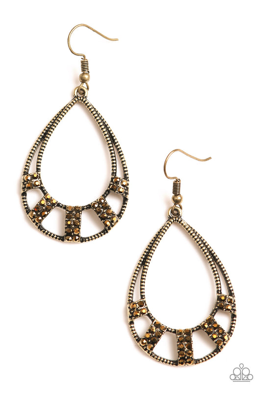 Trillion Dollar Teardrops - Brass Paparazzi Earrings