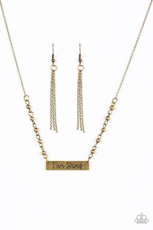 I Am Strong - Brass Paparazzi Necklace