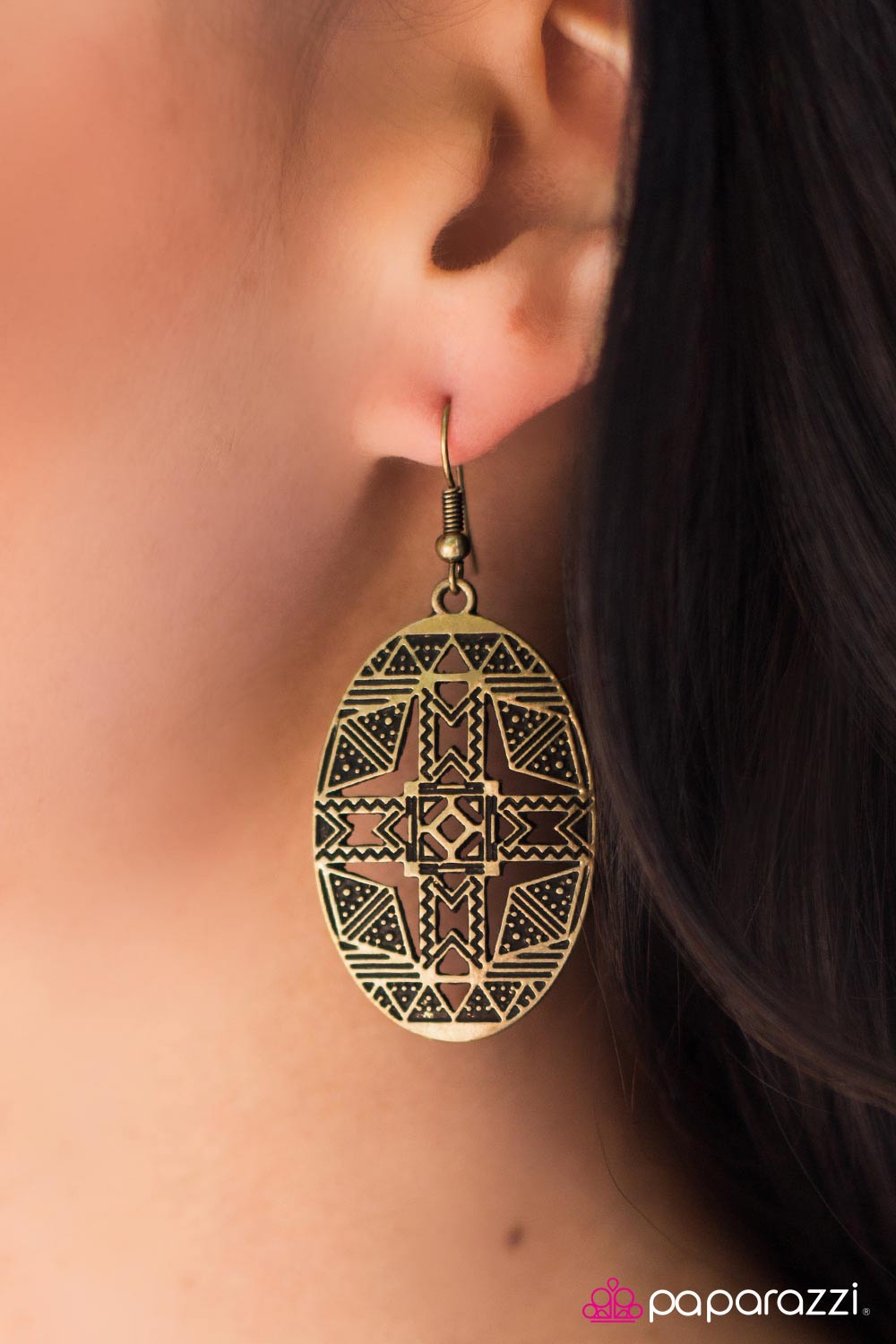 Head Over Boots - Brass Paparazzi Earring