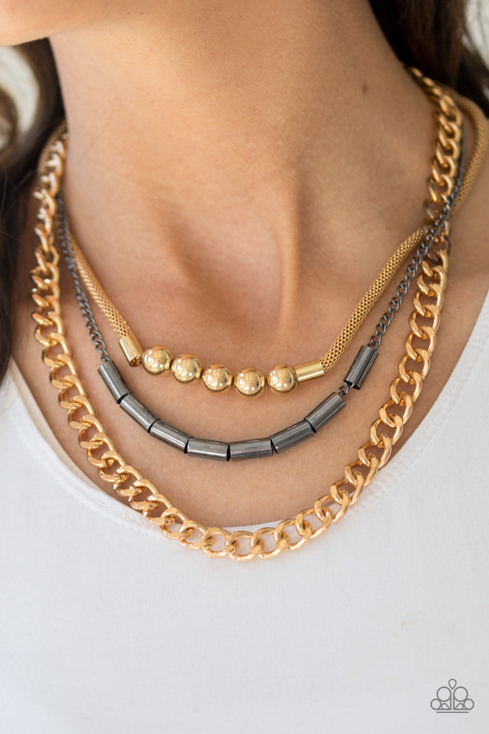 Metal Melee - Gold Necklace