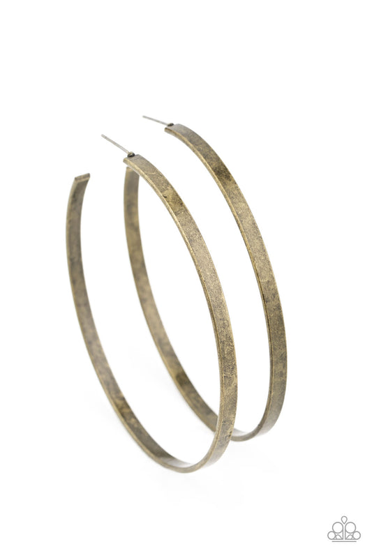 Lean Into The Curves - Brass Paparazzi Earring