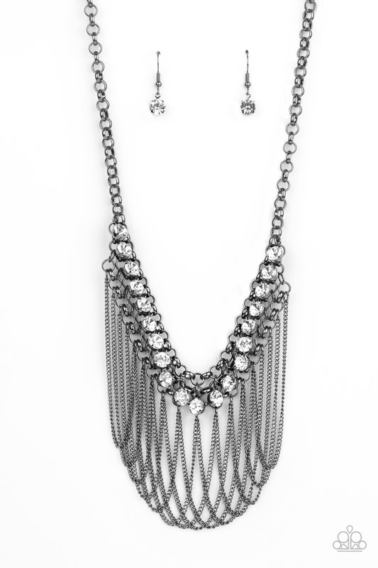 Flaunt Your Fringe - Black Necklace