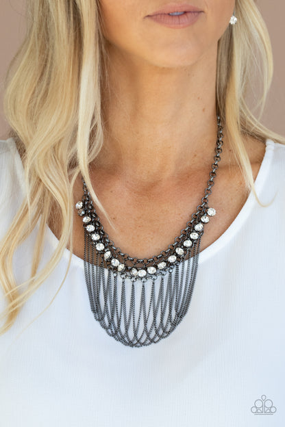 Flaunt Your Fringe - Black Necklace