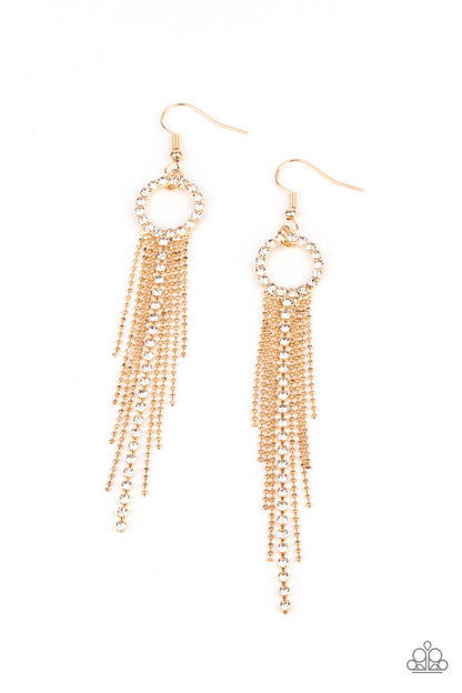 Pass The Glitter - Gold Paparazzi Earring