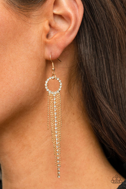 Pass The Glitter - Gold Paparazzi Earring