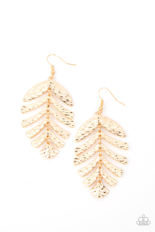 Palm Lagoon - Gold Paparazzi Earring