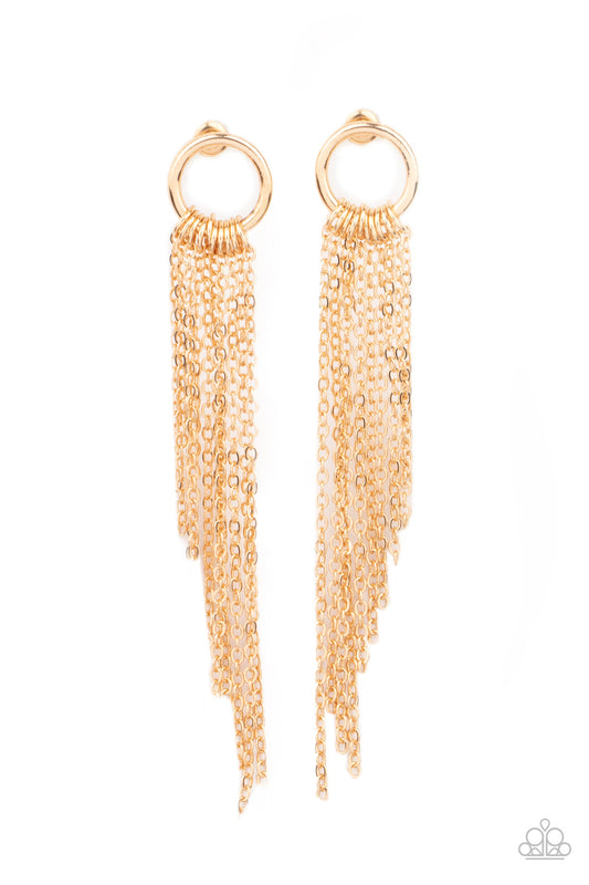 Divinely Dipping - Gold Paparazzi Earring