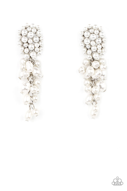 Fabulously Flattering - White Paparazzi Earring