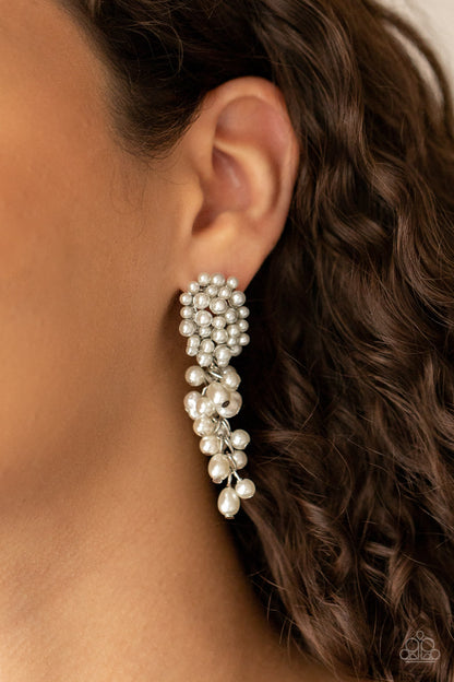 Fabulously Flattering - White Paparazzi Earring