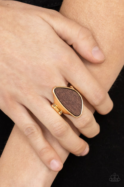 Perfectly Petrified - Gold Paparazzi Ring