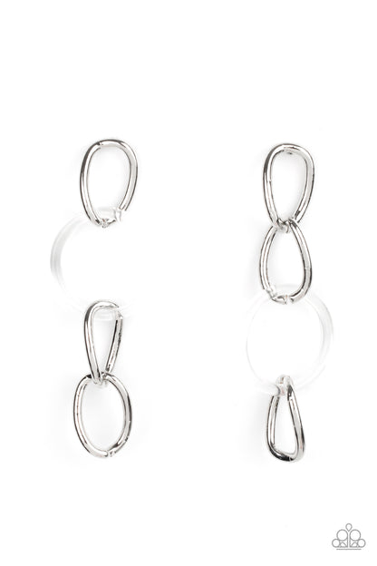 Talk In Circles - White Paparazzi Earring