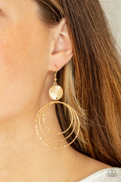 Universal Rehearsal - Gold Paparazzi Earring