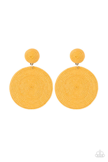 Circulate The Room - Yellow Paparazzi Earring