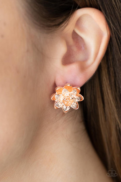 Water Lily Love - Rose Gold Paparazzi Earring