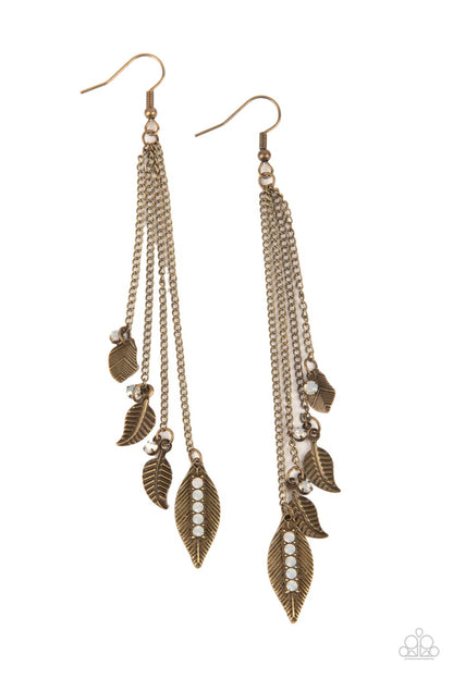 Chiming Leaflets - Brass Paparazzi Earring