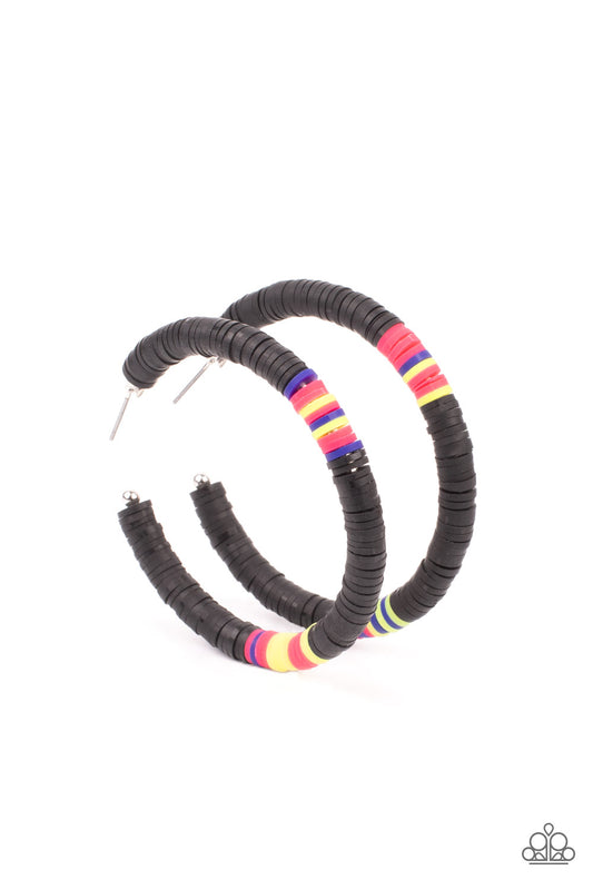 Colorfully Contagious - Black Hoop Earring