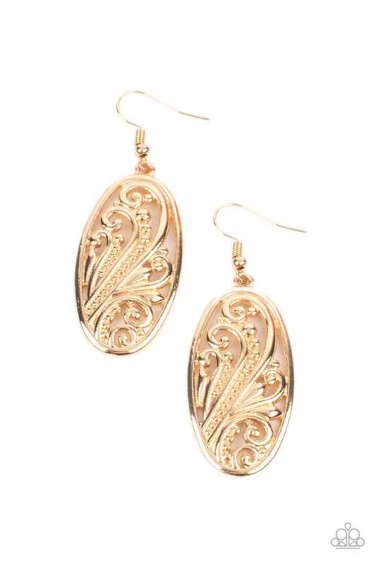 High Tide Terrace - Gold Paparazzi Earring