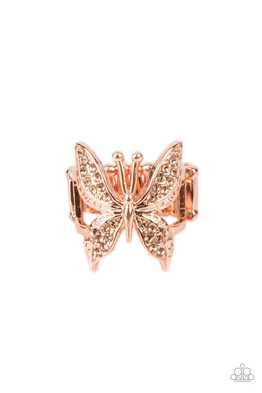 Blinged Out Butterfly - Copper Paparazzi Ring