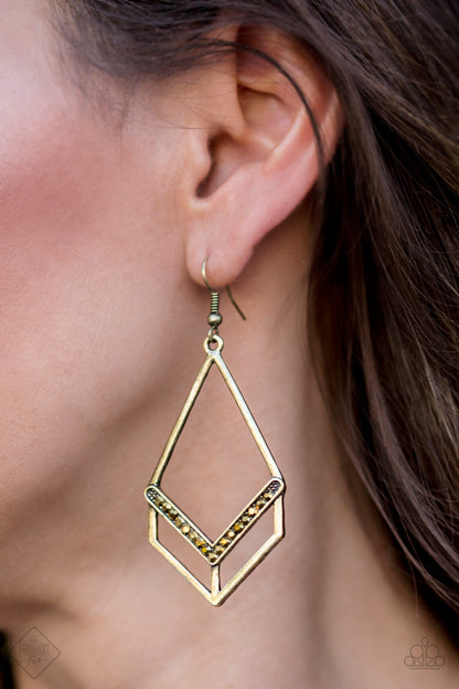 Absolute Alpha - Brass Paparazzi Earring
