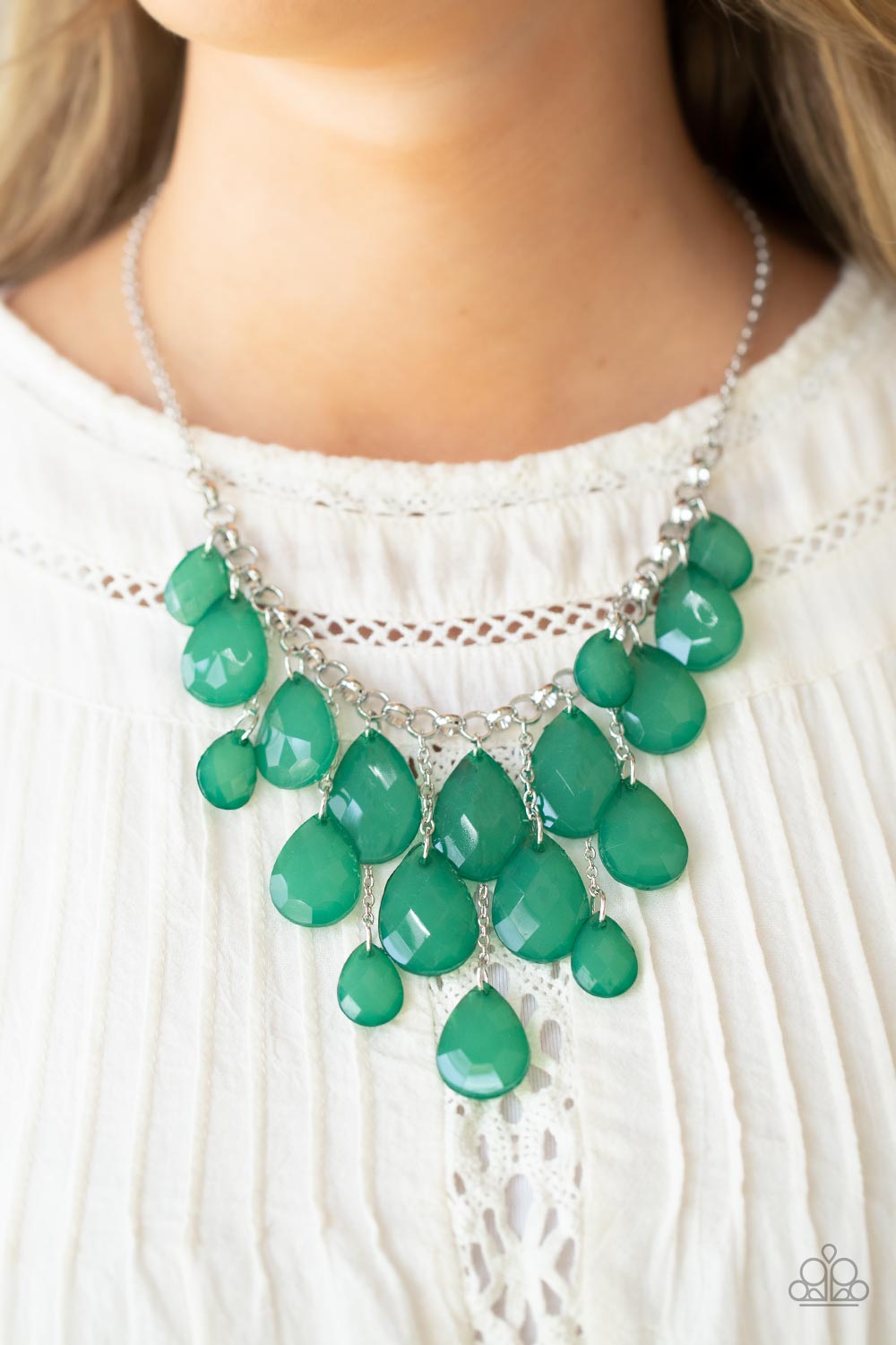 Front Row Flamboyance - Green Necklace