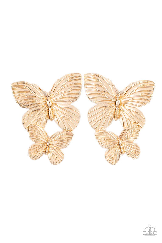Blushing Butterflies - Gold Post Earring