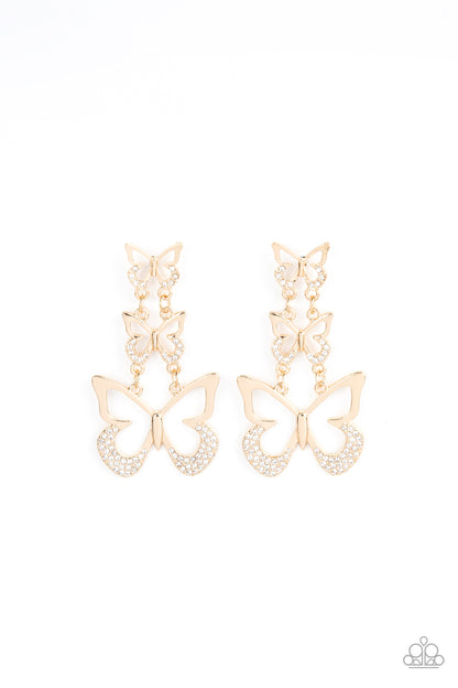 Flamboyant Flutter - Gold Paparazzi Earring