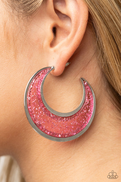 Charismatically Curvy - Pink Hoop Earring