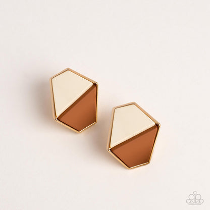 Generically Geometric - Brown Paparazzi Earring