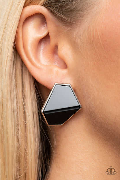 Generically Geometric - Black Paparazzi Earring